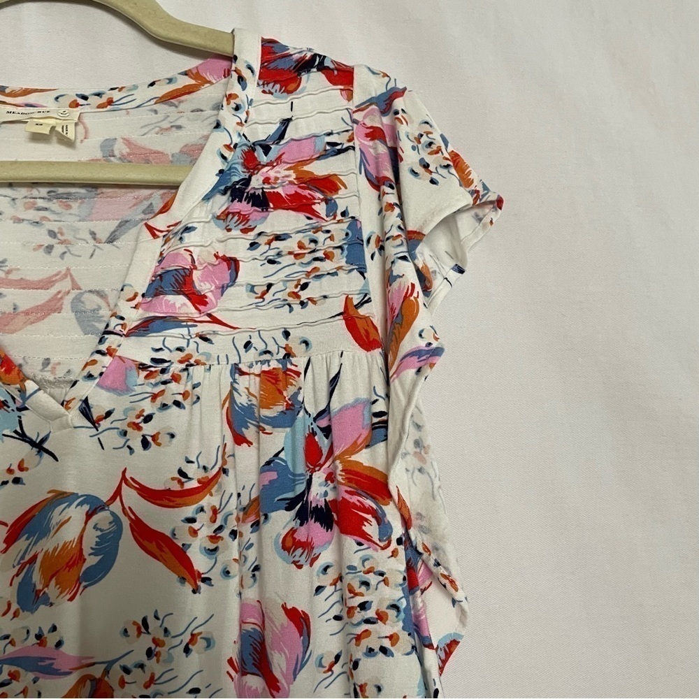 Anthropologie Meadow Rue Floral Print Ridge Yoke Flutter Sleeve Blouse - Picture 4 of 15